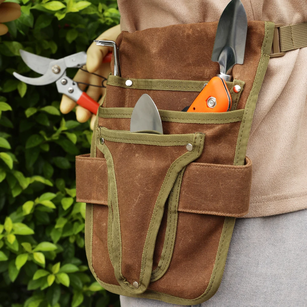 Bolsa de cinto de ferramentas de jardim, bolsa de ferramentas de lona com armazenamento de bolso múltiplo, à prova d'água, portátil, masculina, feminina, durável