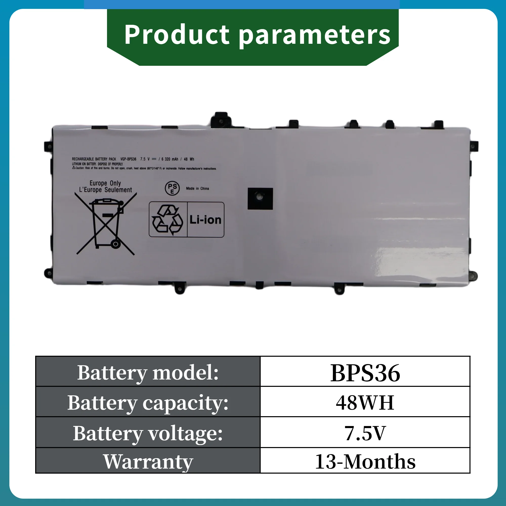 Factory Direct High Quality Original Laptop Battery VGP-BPS36 for Sony Vaio Duo 13 BPS36 Li-polymer Battery BPS36