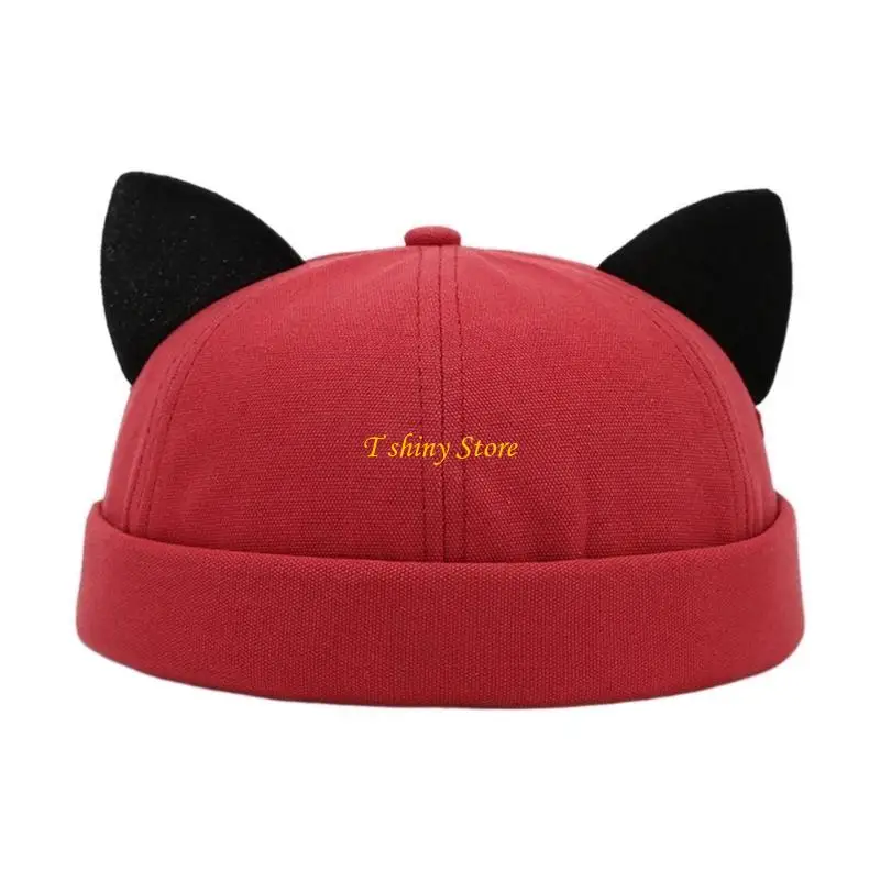 N58F Brimless Brimless Hat Adjustable Kitten Ears Hat for Boyfriend Girlfriend