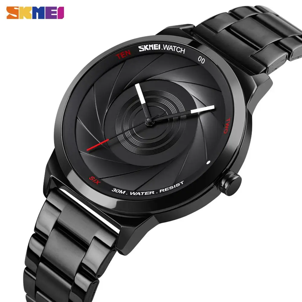 SKMEI 3D Fashion Sport Quartz Watch Fashion Dial Mens Watch Top Brand Luxury Full Steel Business 30 Waterproof Watch Reloj 9210