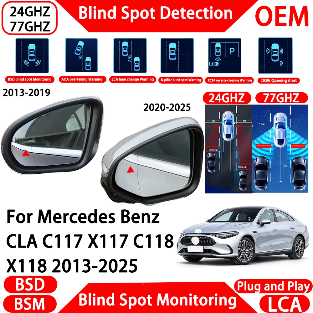 for Mercedes Benz CLA C117 X117 C118 X118 2013-2025 Blind Spot Assist Monitoring Detection System Millimeter Wave Radar Alert