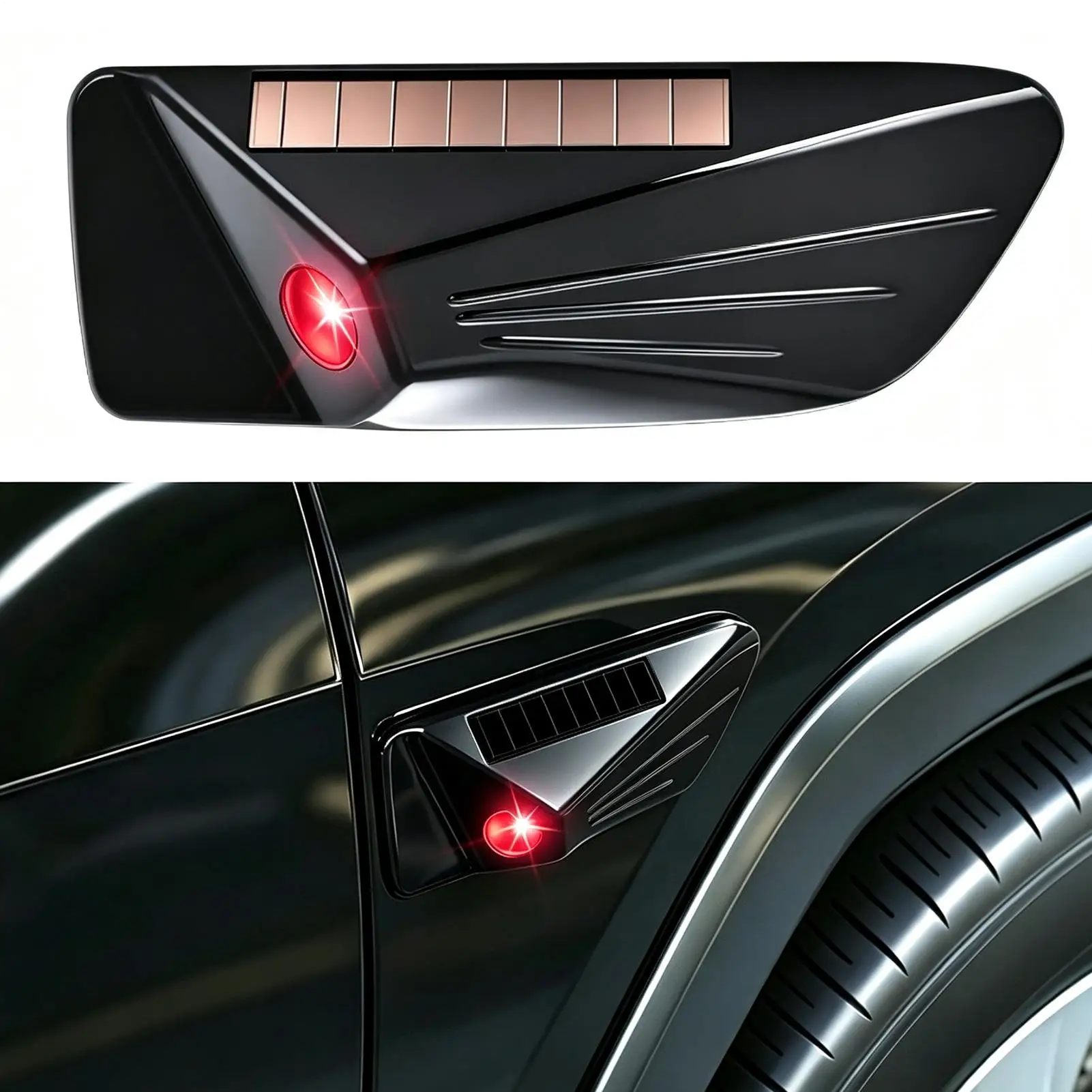 Solar Powered Light For Car Simulated Camera Self-Adhesive Flashing Lamp Solar Powered LED Car Light For Sedan Truck SUV RV