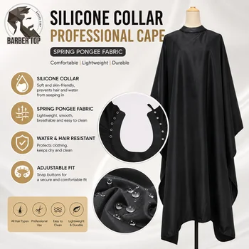 Silicone Neckline Haircut Cloth Hidden Buckle Waterproof Barber Black Cape Hairdressing…