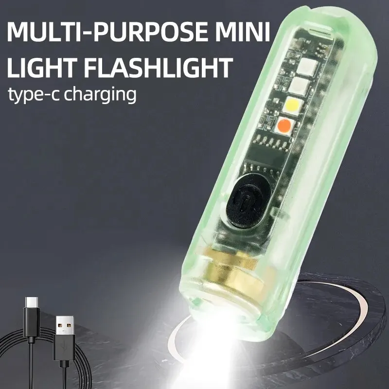 LED Mini Flashlight Keychain Light Type-C Fast Charging Ultra Bright Portable Outdoor Flashlight