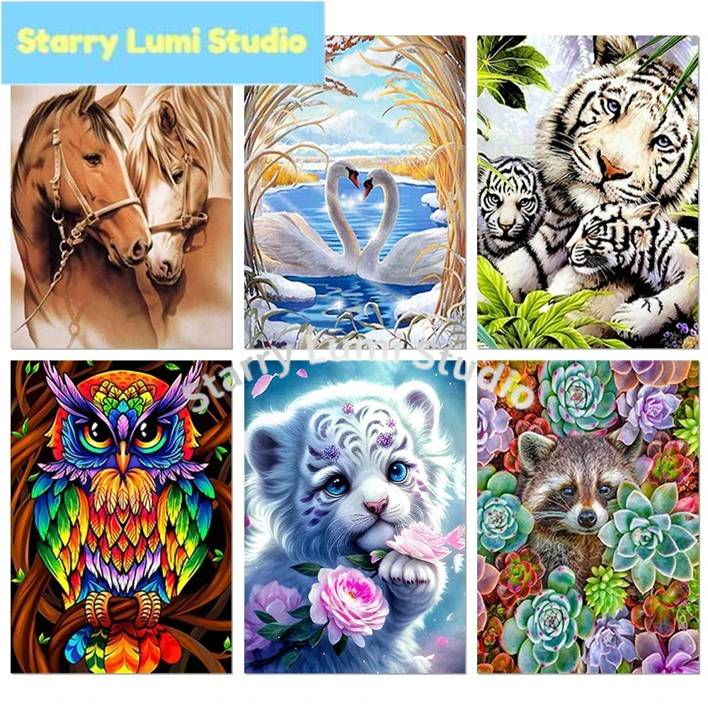 DIY 5D Diamond Painting Full Round Resin Mosaic Animal Landscape Diamond Embroidery Picture  Home Decor Gift
