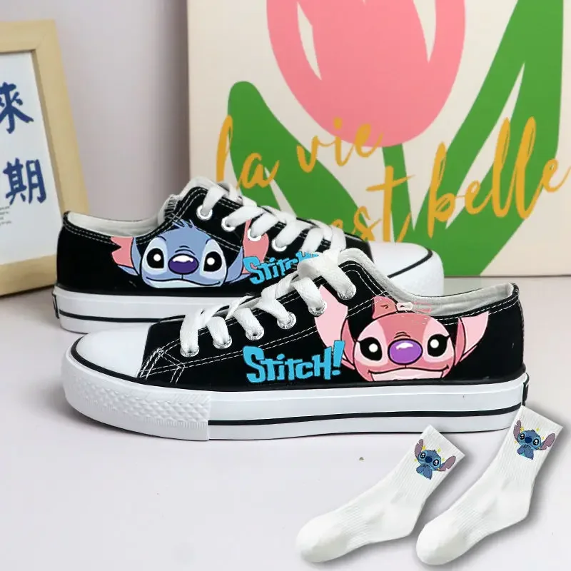 Disney Stitch canvas shoes new summer casual shoes Cartoon girl student high top sneakers