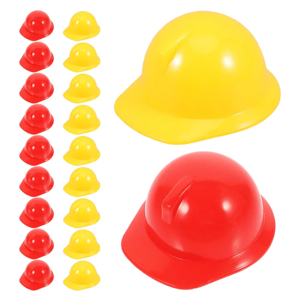 

20 Pcs Mini Toddler Hat Tiny Hats Accessories Construction Cake Topper Plastic Pilgrim Site Baby Worker Supplies