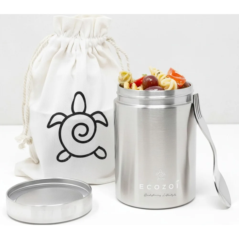 

Изолированный ланч-бокс из нержавеющей стали, вакуумная банка для еды на 17 унций с сумкой для випака и хлопка, экологически чистый контейнер для горячей/холодной воды
