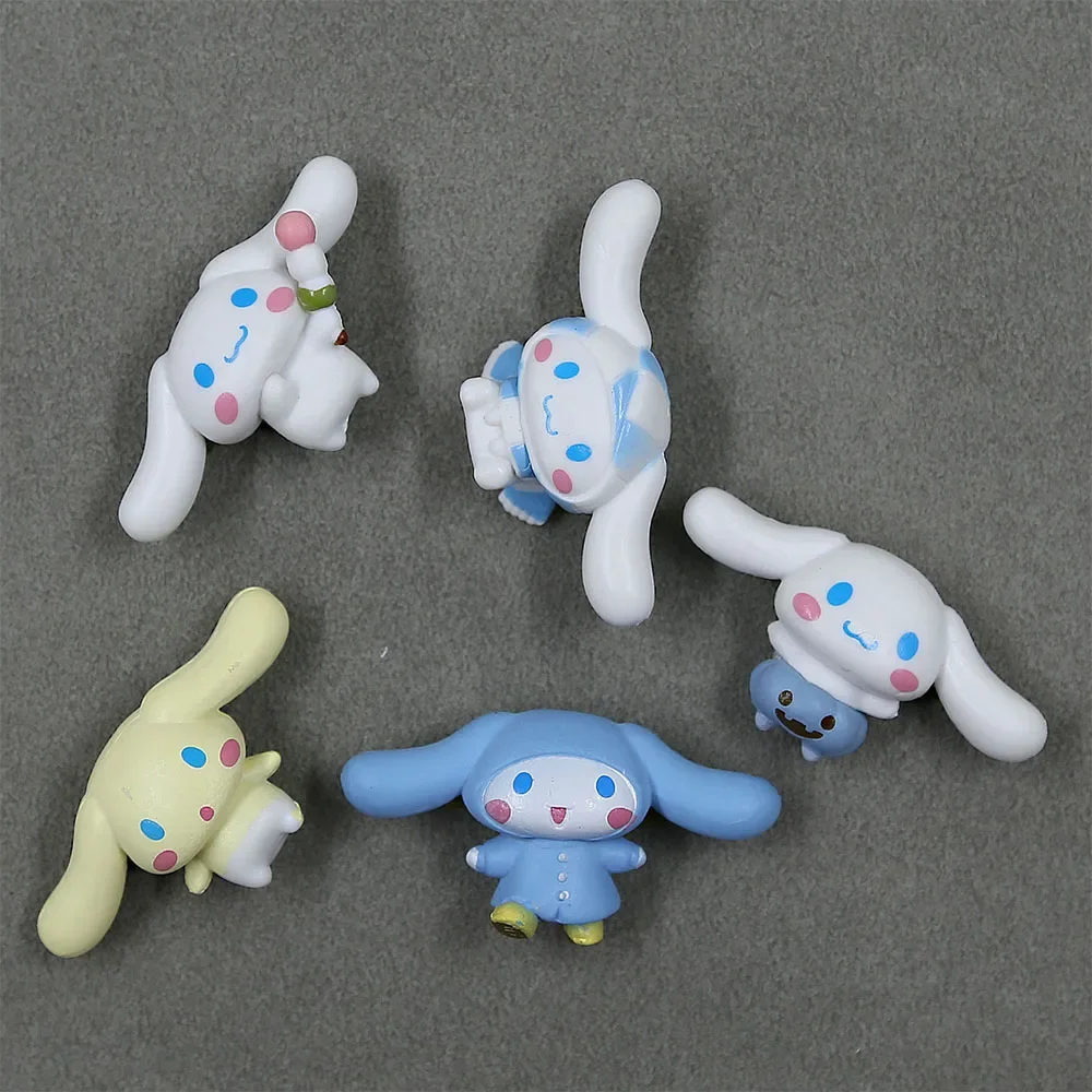 Cinnamoroll Toys Cartoon Model Sanrio Figure Blue Raincoat Series 5pcs Suite Anime Figure Decoration Collection Children Gifts