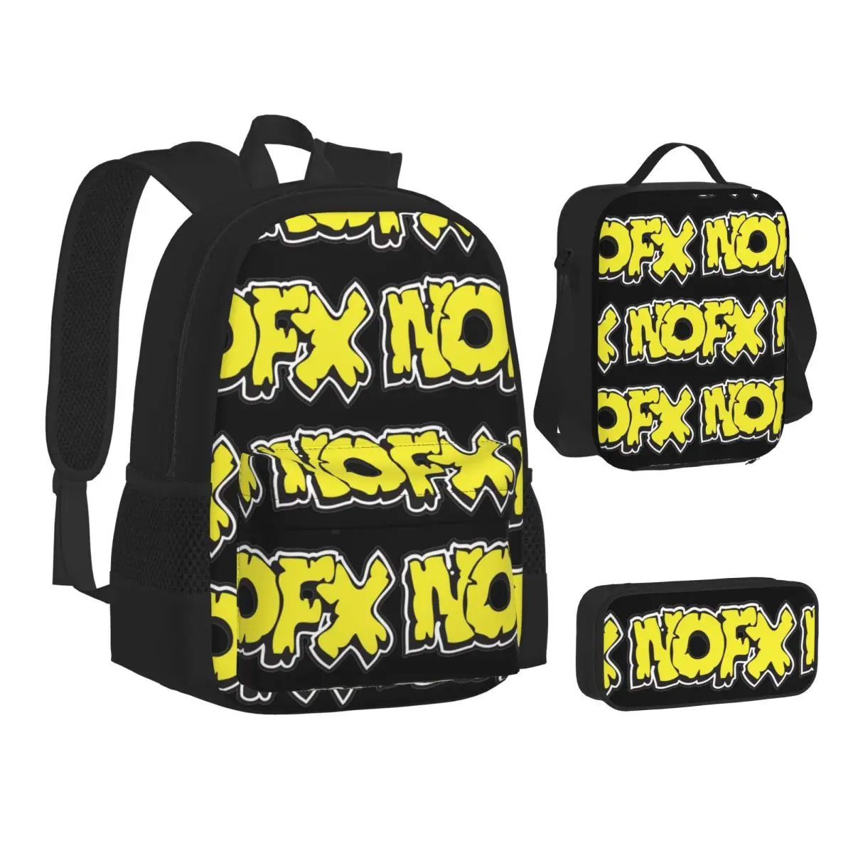 

Nofx Band Final Tour Skull Backpacks Boys Girls Bookbag Children School Bags Kids Rucksack Lunch Bag Pen Bag Three-Piece Set