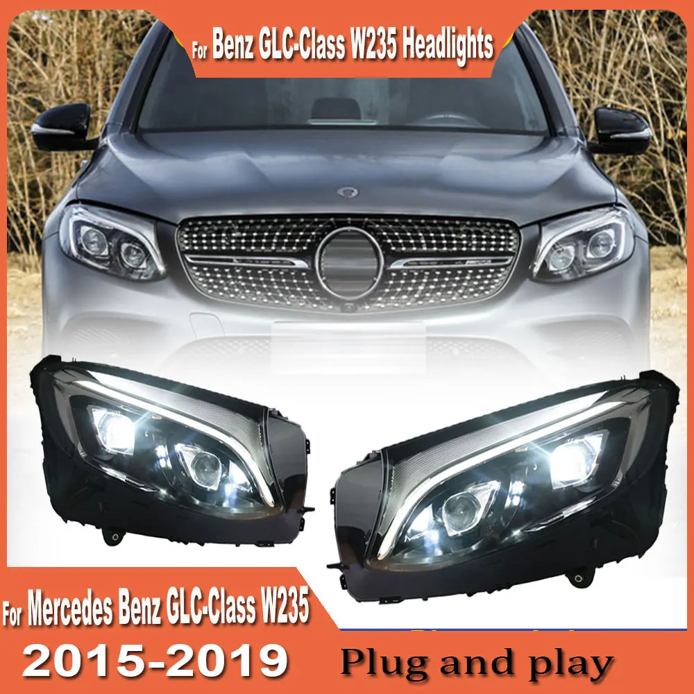 LED Head Lamp For Benz GLC Headlights 2016-2019 W253 X253 DRL Double lens LED Bulb Assembly upgrade Dynamic Signal Accessories