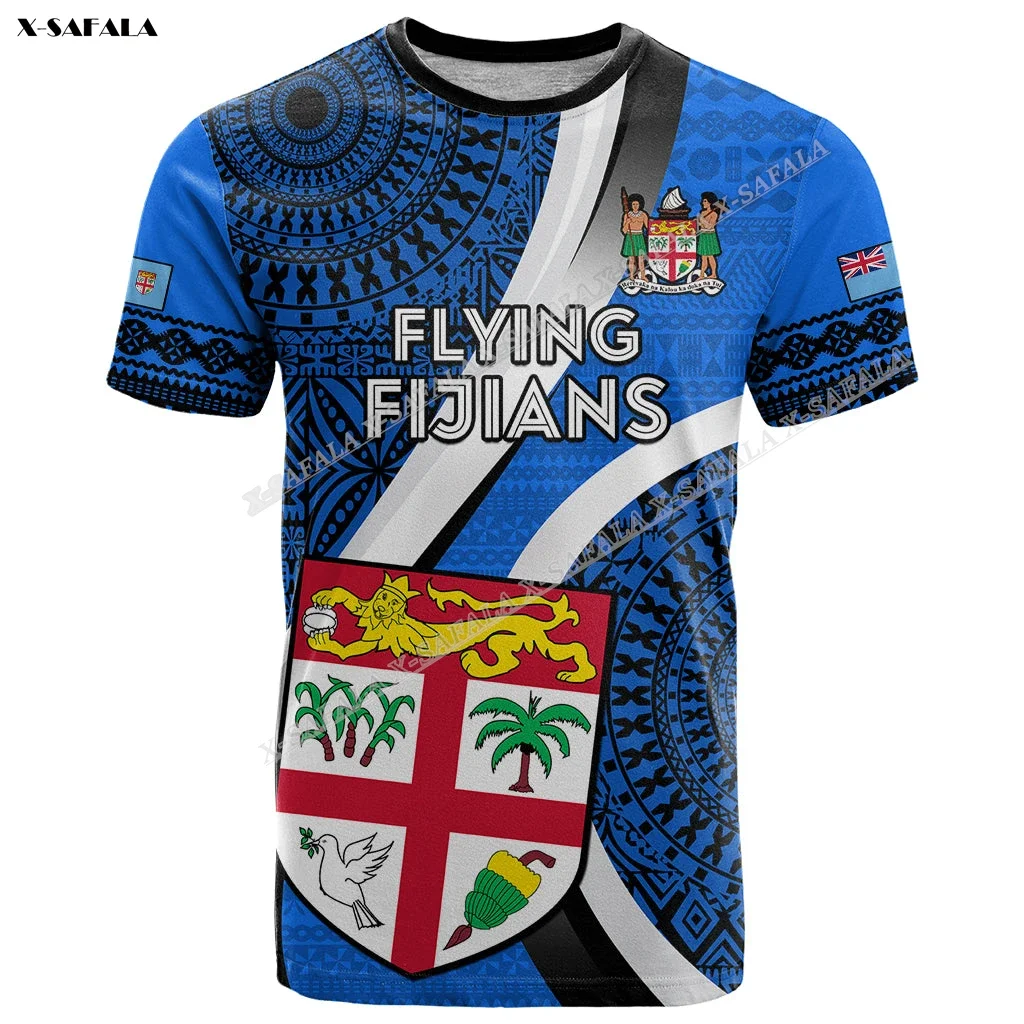 FIJIANS Tapa FIJI Kaiviti 2023 Rugby Game Sporty 3D Print Men Adult T-Shirt Top Tee Short Sleeve Smooth Quick-Dry Confortable