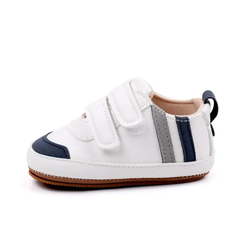 New Baby Shoes Stripes Colour Blocking Casual Non-slip Infant Boys Girls Sports White Baptismal