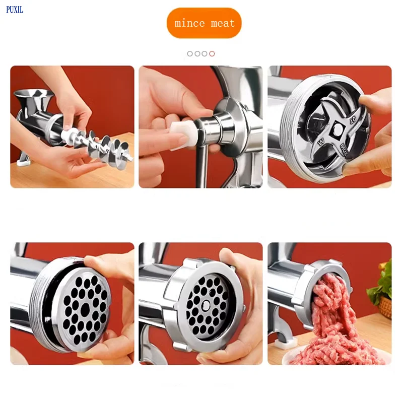 Manual Meat Grinder Silver Aluminum Alloy Powerful Meat Grinder Home Sausage Kitchen Appliances Chop Pepper Supplies Meat Mincer