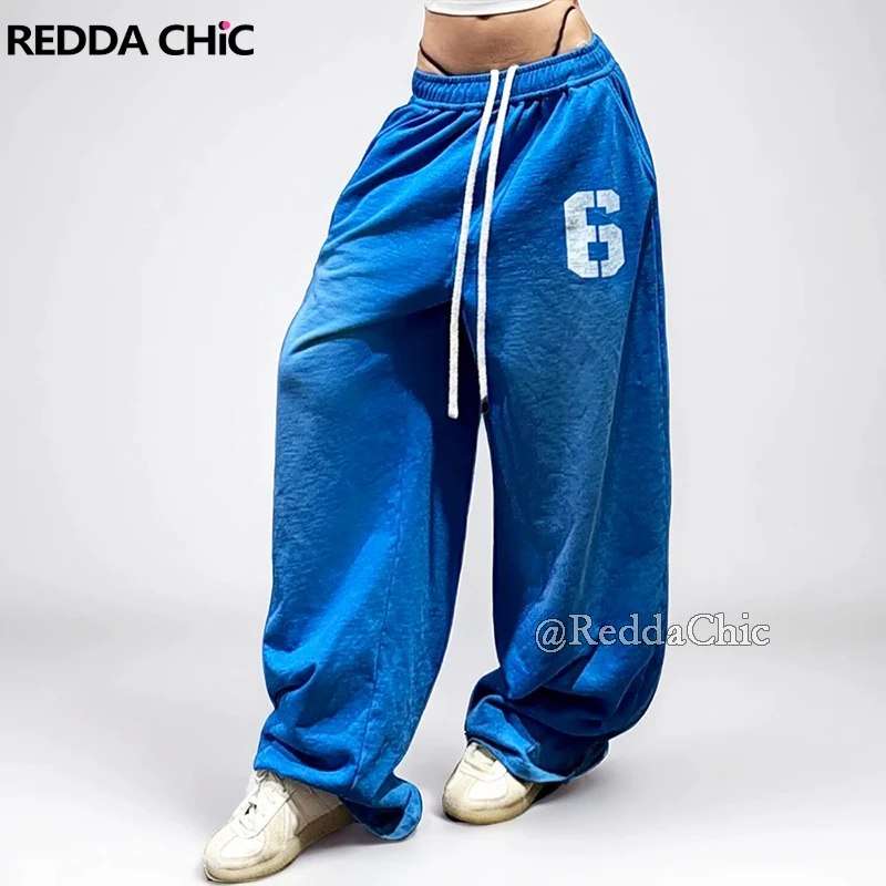 

REDDACHiC # 6, женские спортивные штаны с принтом цифр, эластичная резинка на талии, драпированные широкие брюки для тренировок, повседневная одежда в стиле хип-хоп, джаз