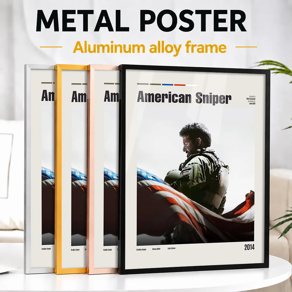 American Sniper Movie Framed Aluminum Metal Poster Customized Screen Tribute Wall Art Perfect Within Theater As Story Lovers
