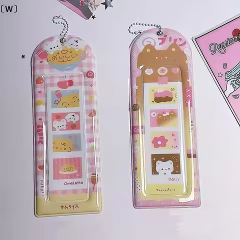 〔W〕Cute 4 Grid Card Holder Korea Idol Mini Card Storage Pendant PVC Photocard Holder Transparent Card Case Bookmark Holder