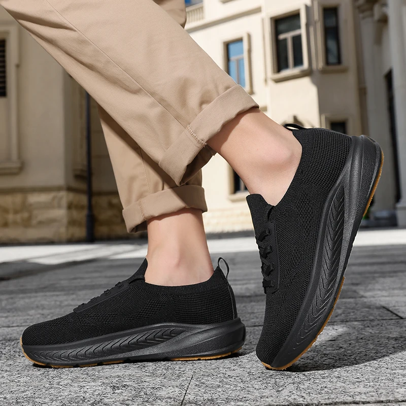 Herren-Laufschuhe, breite Zehenbox, durchgehende Popcorn-Dämpfung, leichte Outdoor-Sneaker_voghion.com