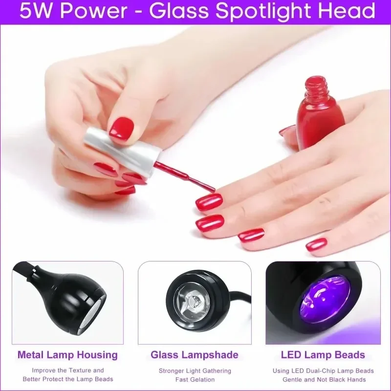  Gooseneck Nail Enhancement Lamp Usb Clip Desk Lamp 395 Nail Enhancement Light Nail Polish Uv Curing Violet Light 