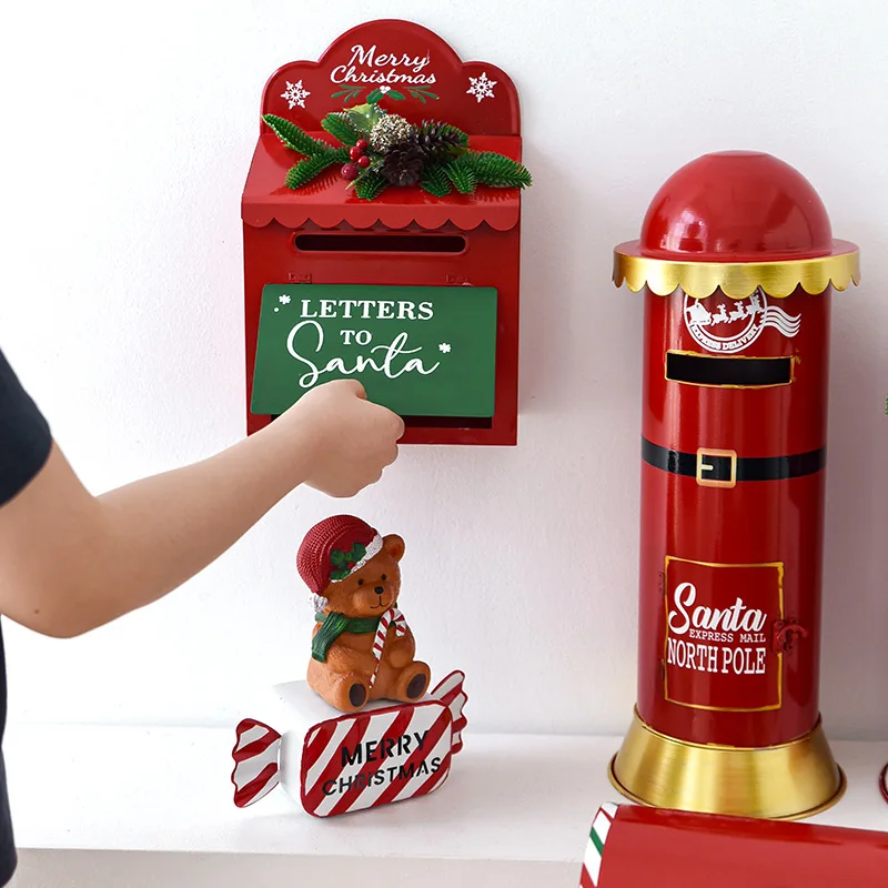Iron Mailbox Ornament Desktop Wall Hanging Holiday Window Scene Decoration
