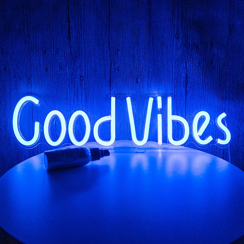 

Blue Led Neon Sign for Bar Good Vibes Neon Light USB Powered Night Party Decor Wall Hanging Led Night Lights for Home Ornament