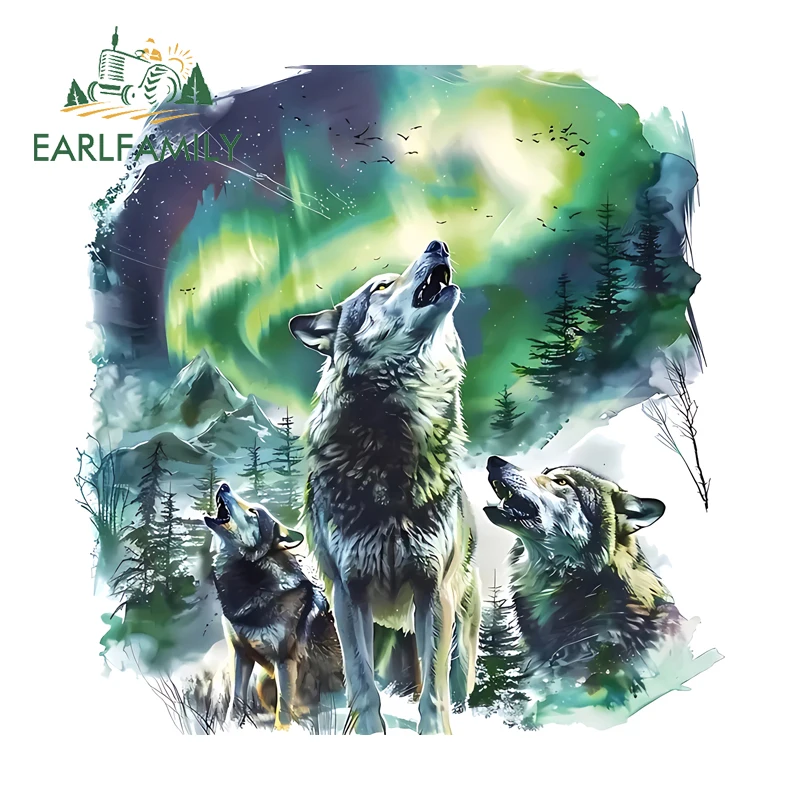EARLFAMILY Pack Of Wolves Landscapes Car Sticker Creative Artistic Picture Waterproof Vinyl Decal For Car Exterior Accessories