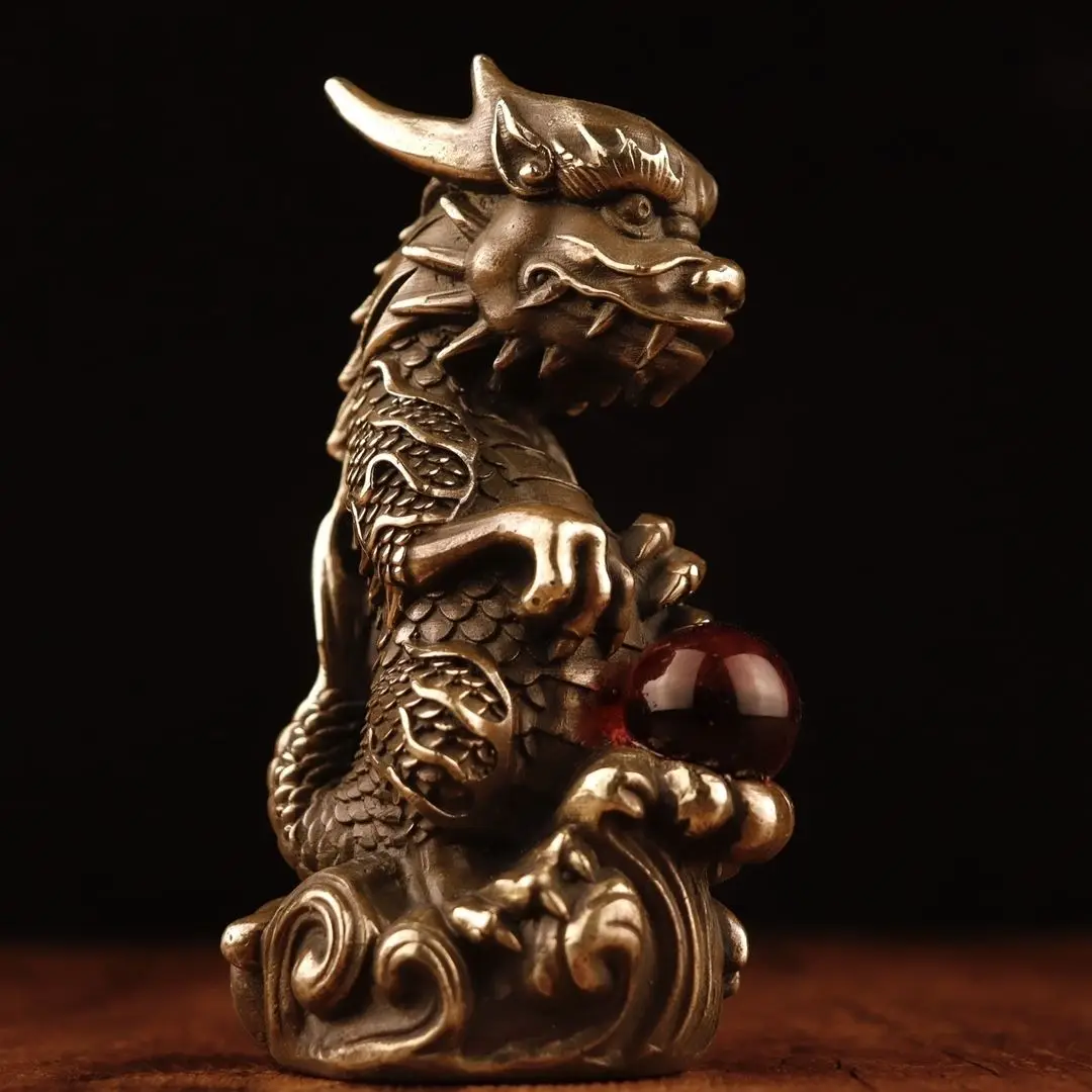 Ancient Chinese bronze animal head imitation antique dragon wine cup wine jar emperor cup decorative artwork ornaments