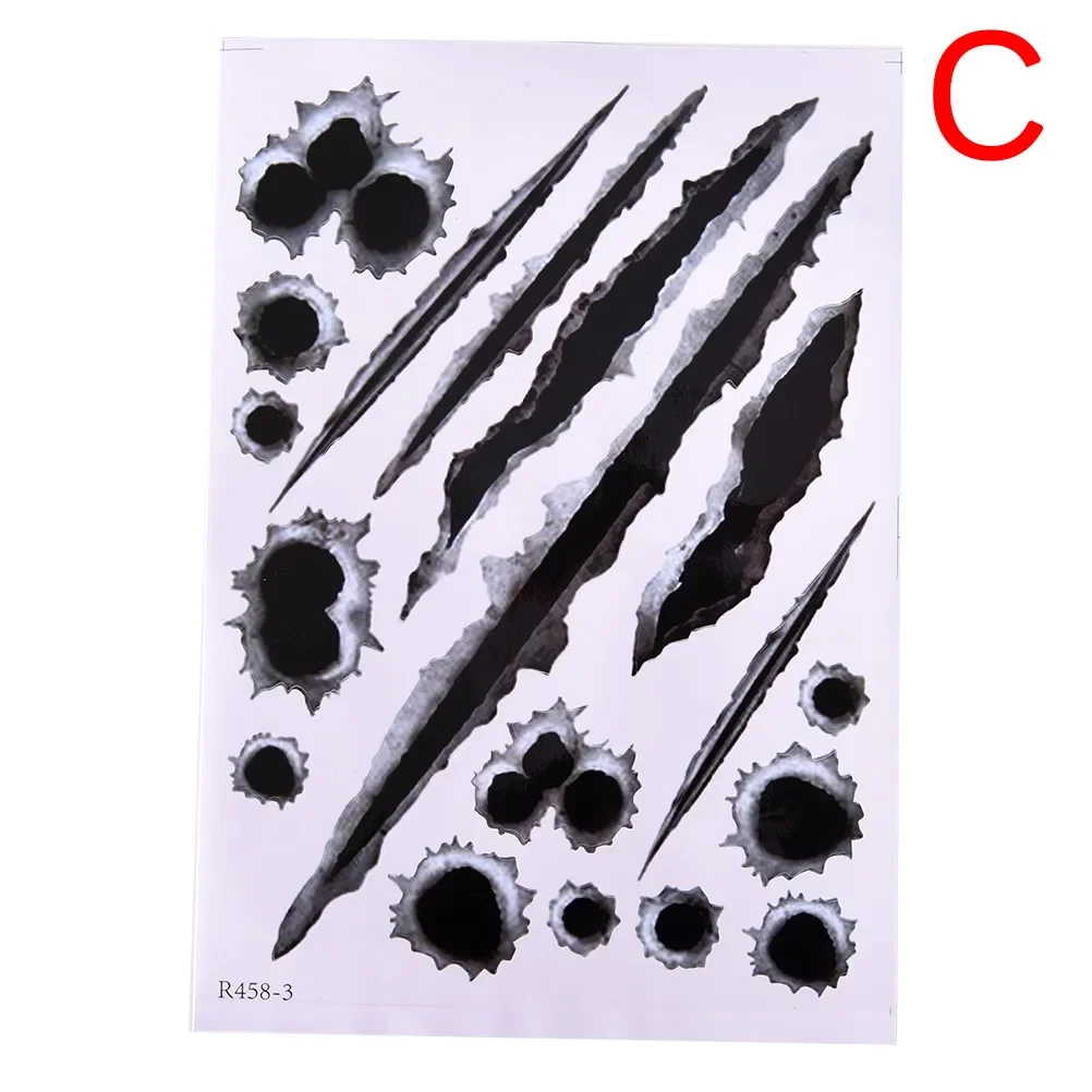 20cm Car Styling 3D Fake Bullet Hole Gun Shots Funny Stickers on Motorcycle Exterior Parts PVC Cover Scratches Decoration Cute,