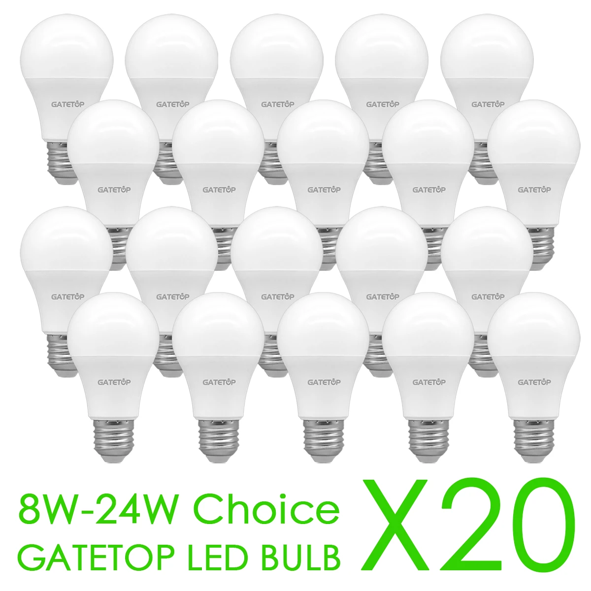 

20 шт. светодиодных ламп E27 высокой светоотдачи 8W 9W 10W 12W 15W 18W 20W 24W, AC 220V 110V, дневной свет, A60 A70 A80 для дома и декора фойера