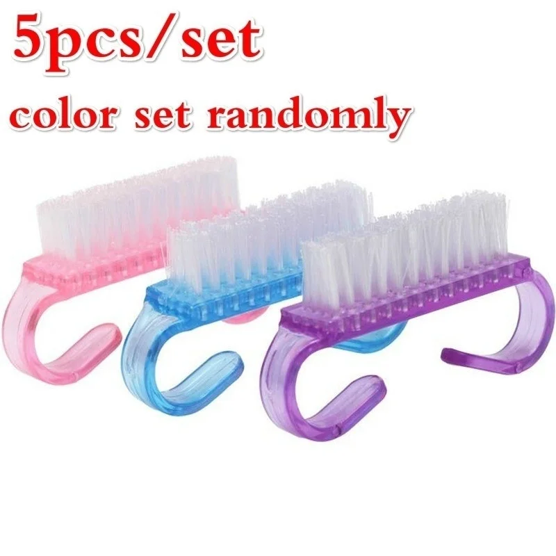 5 Pcs/set Color Random Hot Sales Nail Cleaning Clean Brush Tool File Manicure Pedicure Soft Remove