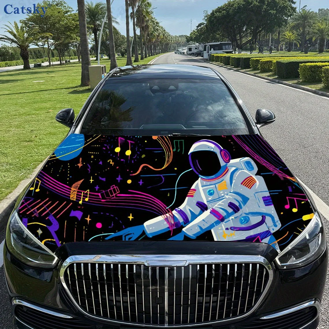

Neon Colorful Astronaut print,car hood stickers,PVC waterproof Self adhesive car hood sticker,car hood decoration protection sti