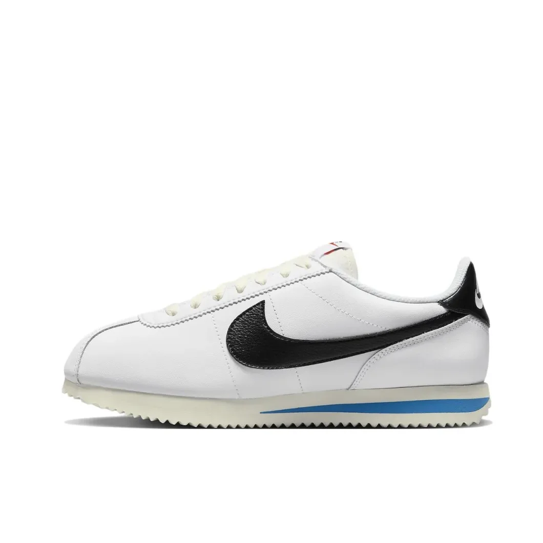 Nike New Cortez Low Men's and Women's Sneakers Retro Classic Running Shoes Breathable and lightweight Sneakers White&Black&Blue