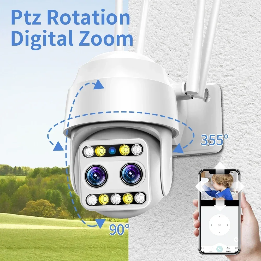 FEISDA 5MP WiFi Camera Outdoor IP Camera 10X Zoom digitale Dual Lens CCTV Camera Human Motion Detection Security Protection Cam