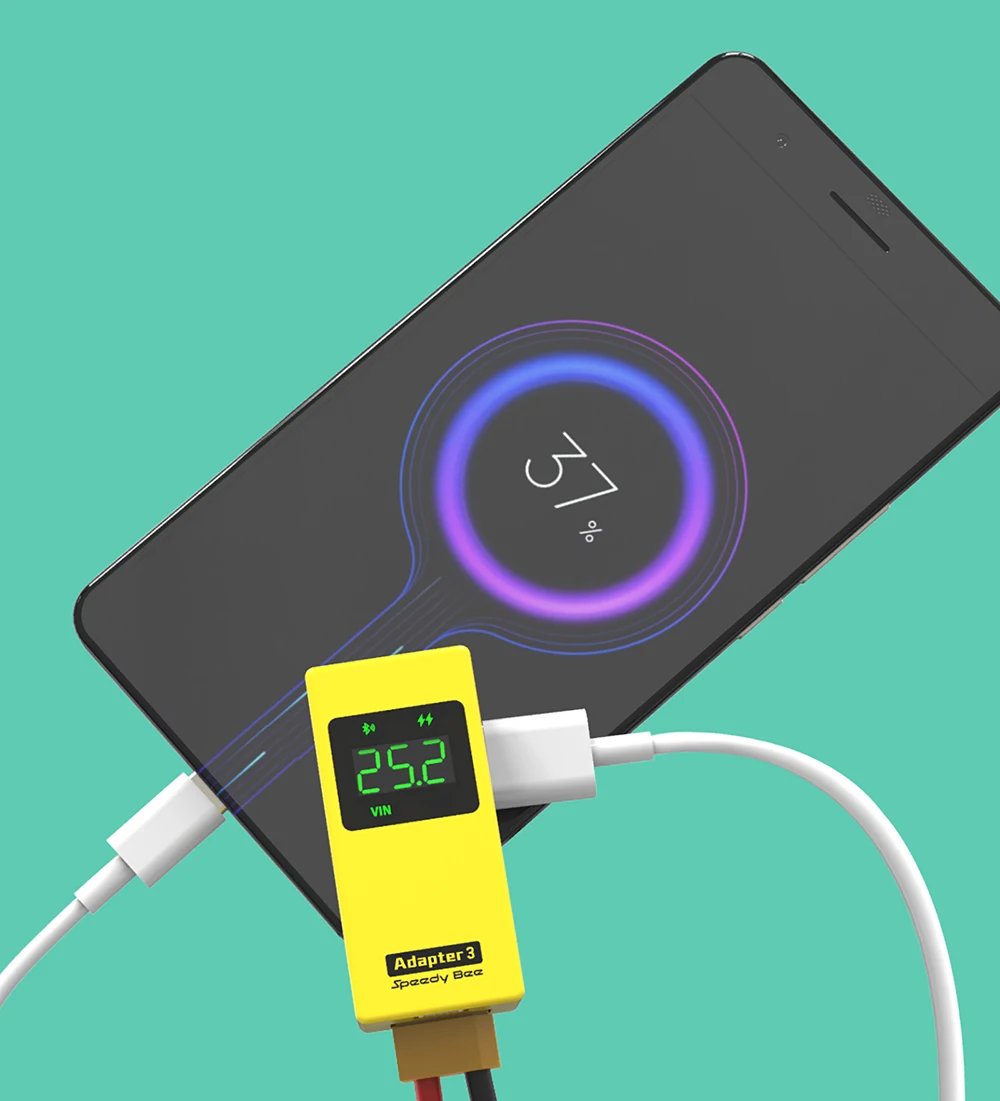 

Адаптер Speedybee 3 Адаптер для проверки напряжения Беспроводной адаптер WIIFI Беспроводной анализатор Blackbox Управление через приложение 1-6S LiPo Зарядное устройство 30 Вт