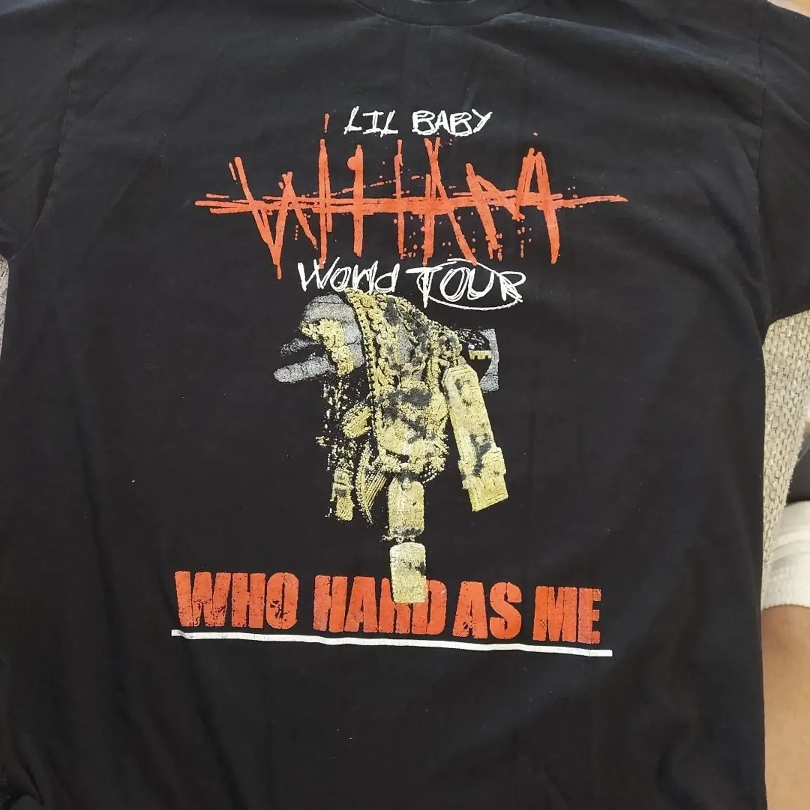 Lil Baby Wham World Tour 2025 Who Hard As Me T Shirt Size Large vintage Washed Stylish Top For Everyday Wear Soft fashion