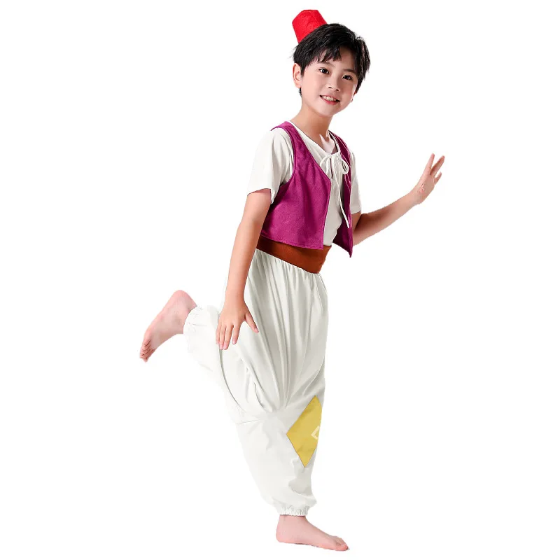 Kids Halloween Aladdin Costume Storybook Anime Cartoon Arab Prince Role Play Outfits