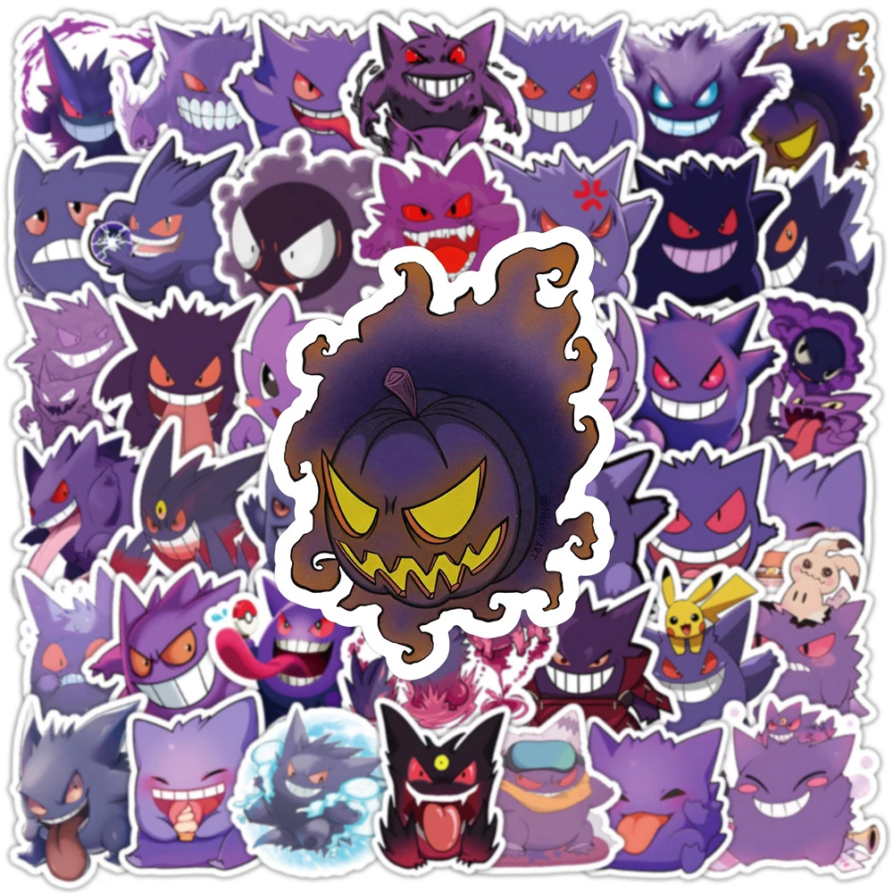 10/30/50pcs Cute Anime Pokemon Gengar Stickers Classic Cool Cartoon Sticker Decals for Kid Toy DIY Skateboard Laptop Luggage Car