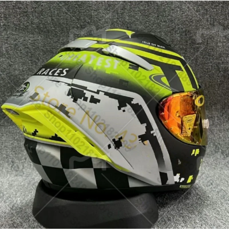 Motorrad Integralhelm X-14 Helm X-SPIRIT III X-Fourteen Sport Fahrrad Rennhelm Man TT Races Grün