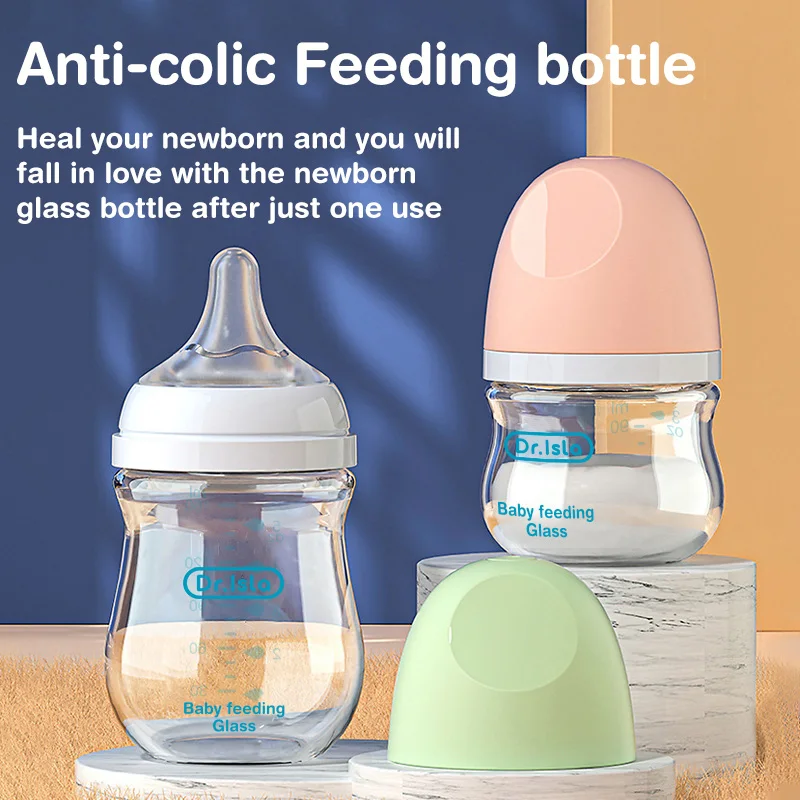 Dr.isla Anti-Choke Baby Bottle Newborn Glass Bottles 90/160ML Anti-flatulence Milk Feeding Bottles Infant BPA Free 0-3 Month