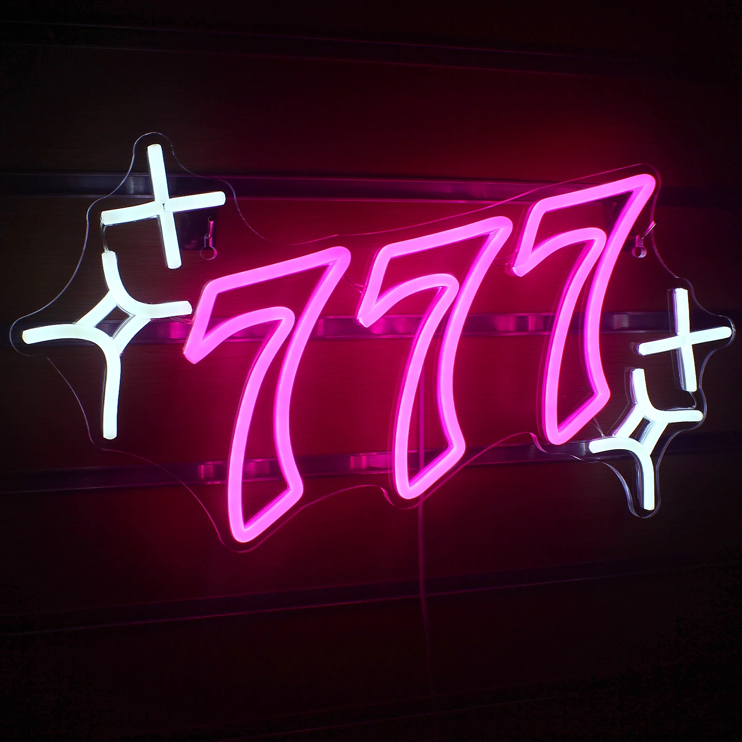 Lucky 777 Neon Sign For Wall Decor Pink Number LED Lights Art Room Decoration For Bar Beer Home Party Gaming Club USB Power Lamp