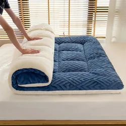 Matelas en velours d'agneau, coussin épais, tatami domestique, dortoir étudiant simple, tapis éponge, lit double, polymères lestés