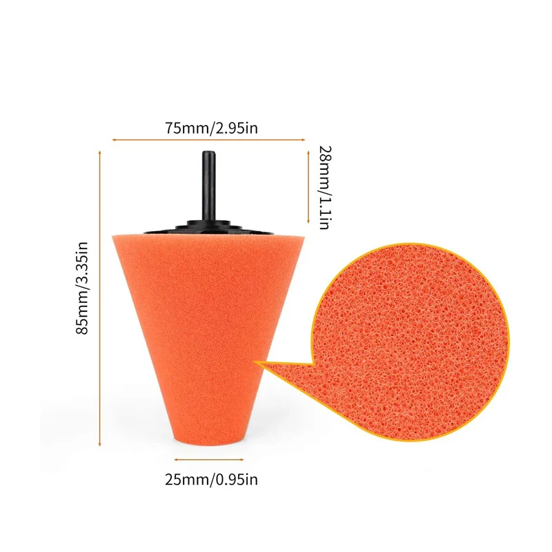 Car Polishing Pad Buffing Foam Sponge Pad Cone Polisher Buffer Pad Automotive Waxing Kit for Car Wheel Hub Headlight Polishing