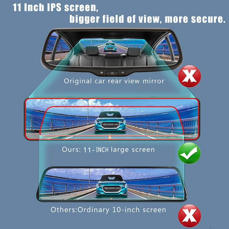 Car Dvr Mirror Dash Cam Dual Lens Dashcam Car Camera Full Hd 1080P Drive Recorder Stream Media Rear View IPS Screen Mirror