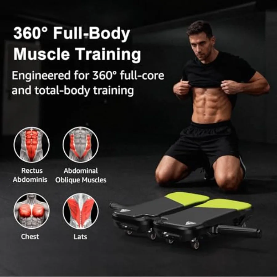 Ab Roller Wheel for home gym use ABS plastic black detachable 360 multi-directional design with 8 wheels for full-body core wor
