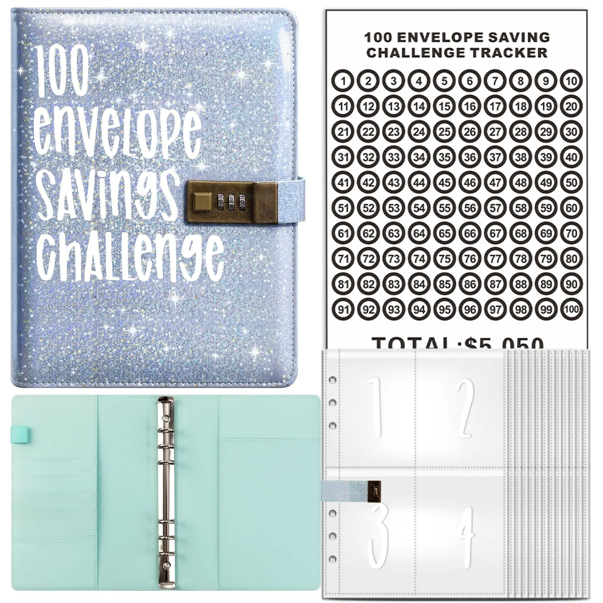 100 Envelopes Money Saving Money Challenge Budget Binde with Cash Envelopes for Budget Planner Easy and Fun Way to Save $5,050