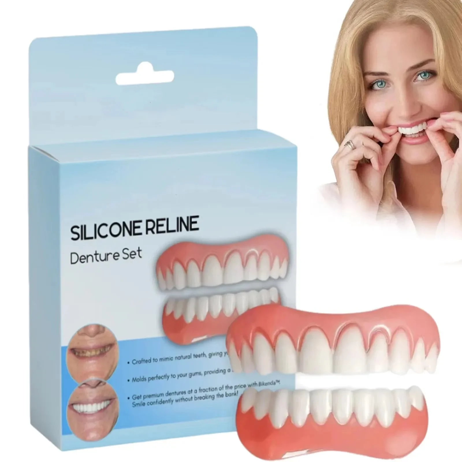 False Teeth Silicone Upper Lower Veneers Perfect Laugh Veneers Dentures Paste Fake Teeth Braces Comfortable Teeth Orthodontic