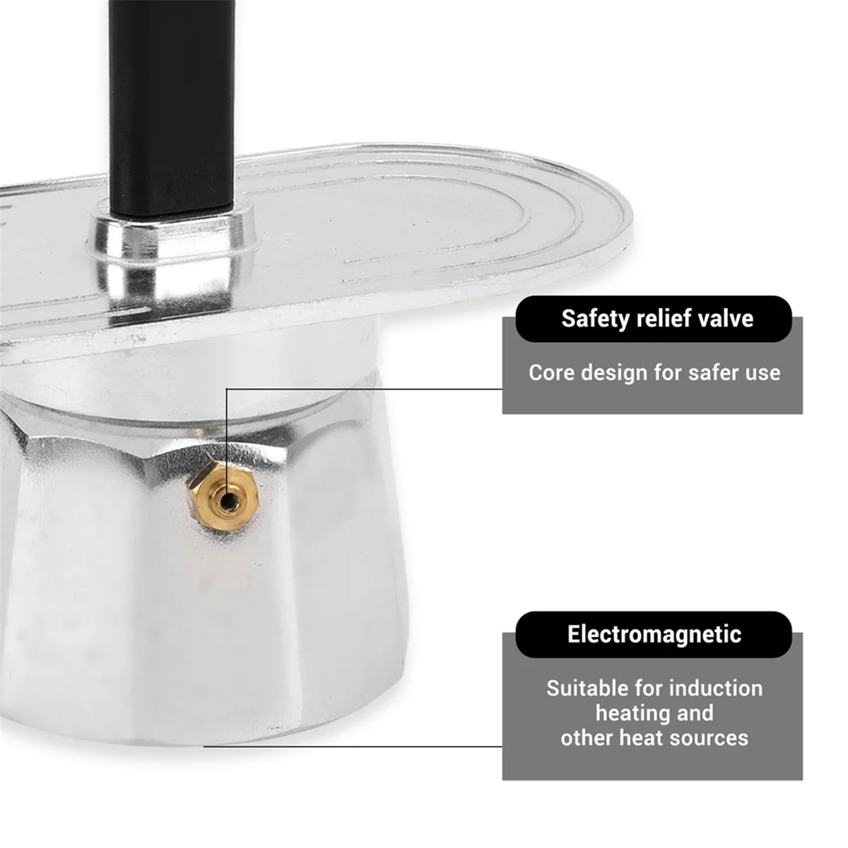 A97G 2 Cup Coffee Maker, 100ml Mini Coffee Pot Double- Aluminum Stovetop Espresso Maker for Home Cafe Office Use