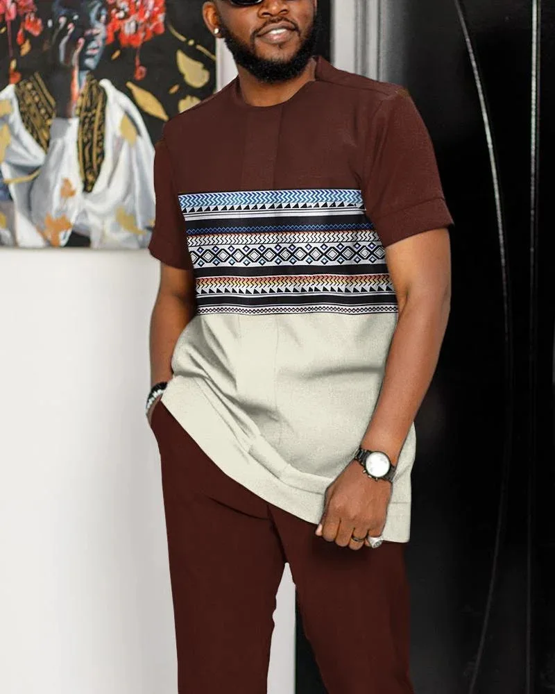 Men 2 Piece Sets Tracksuit Summer Sportwear Suit Short Sleeve T Shirt Long Pants 3D printed Casual Trend Oversized Clothes