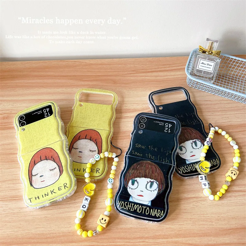 

Cartoon Cute Girl Phone Case for Samsung Galaxy Z Flip 3 Z Flip 4 Z Flip 5 Hard PC Back Cover for ZFlip5 Case Shell