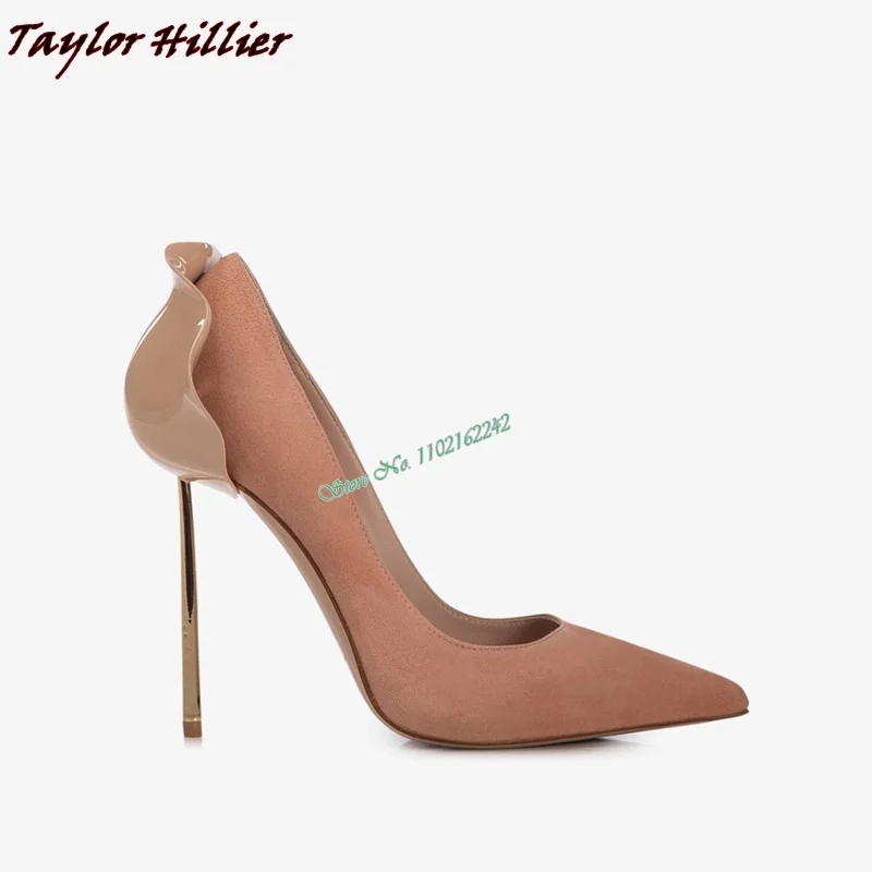Autumn New Purple Bud Heels Pumps Pointed Toe Stiletto Genuine Leather Elegant High Heels Fashionable Office Women\'S Shoes 43
